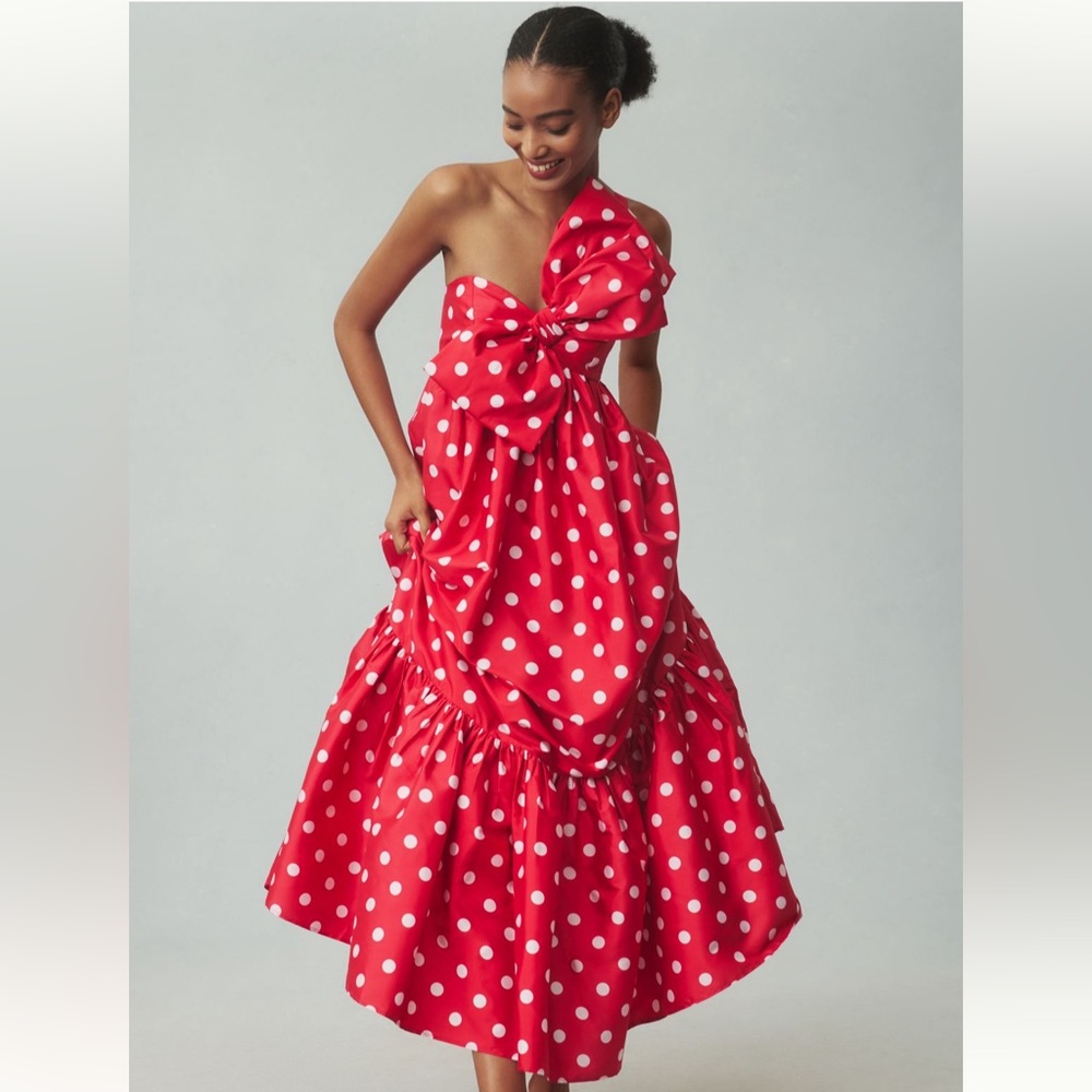 Anthropologie Atsu Bow One Shoulder Midi Dress NWT